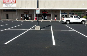 Newly maintained and striped parking lot