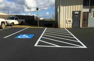 Accessible parking space striping and markings