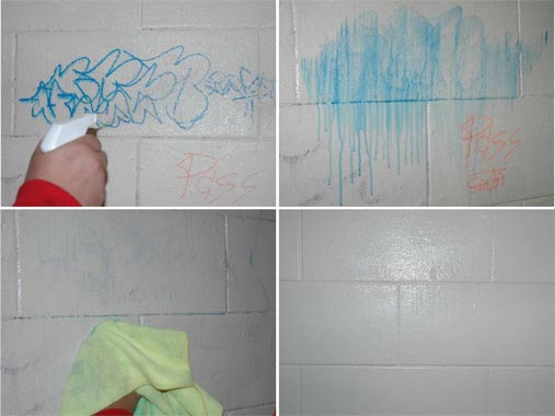 Wall protected by anti-graffiti coating