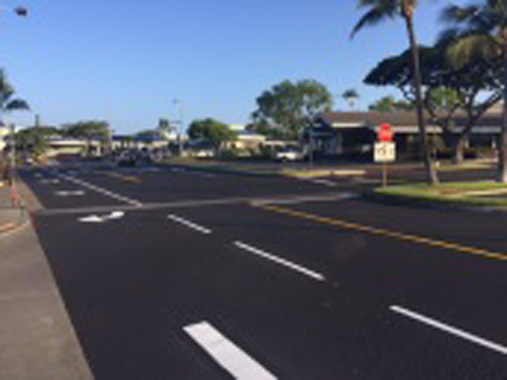 Sealcoated and striped parking lot at Lanihau Shopping Center