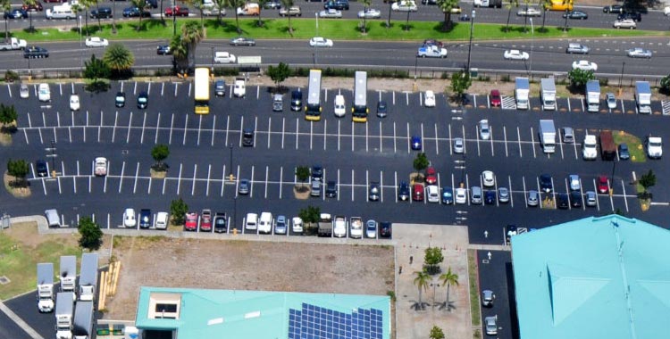 Sealcoating and striping work at Pier 38 in Honolulu